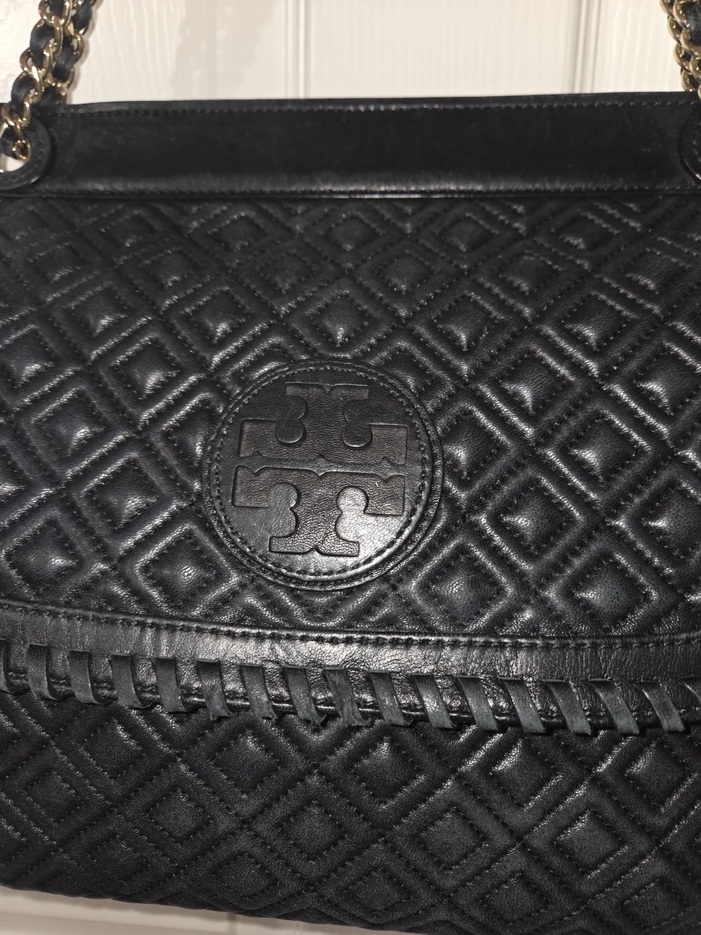 Tory Burch Black Quilted Chain-Shoulder Satchel